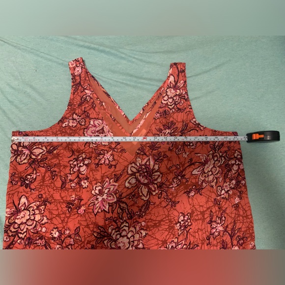 Maurices Orange Floral V-neck Tank Top Size Large - Picture 5 of 7